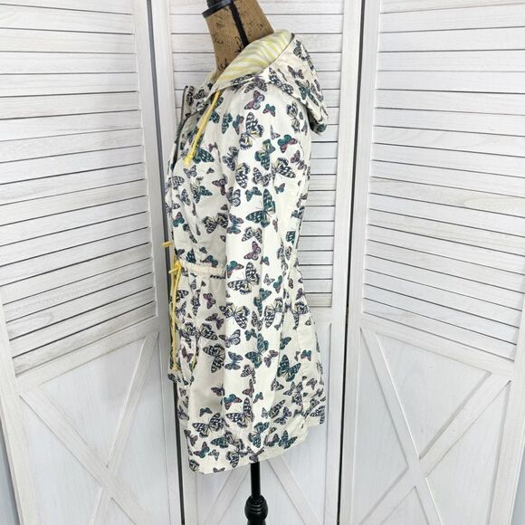 ModCloth In With Whimsical Butterfly Print Anorak Utility Jacket Cream Small - Picture 2 of 13